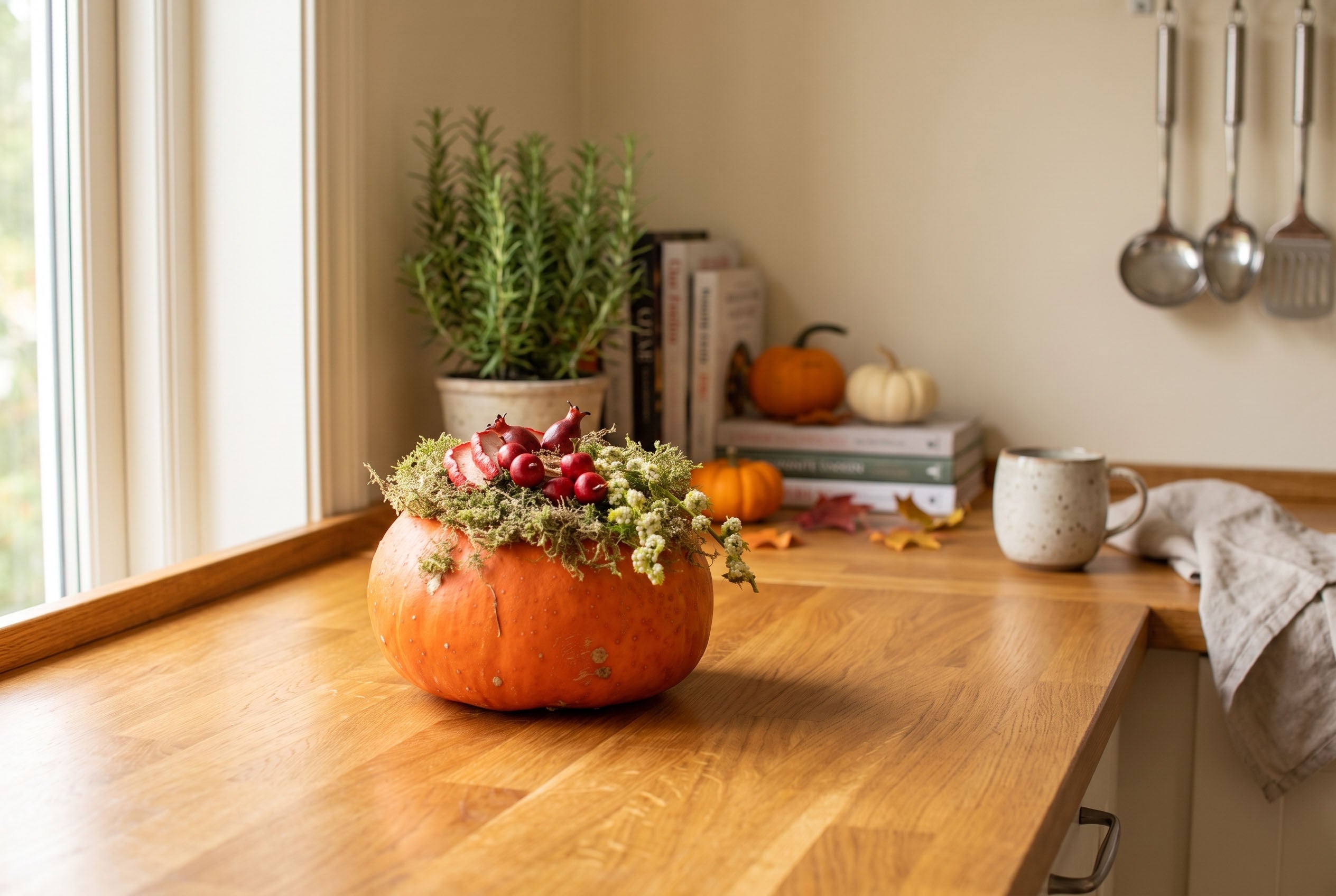 Turn a hollowed pumpkin into a planter: step by step