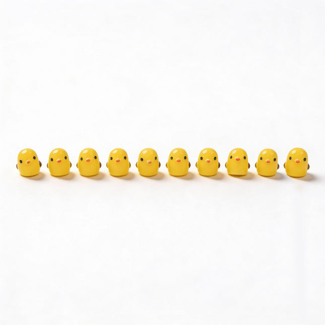 Little Chicks Class – Set of 10 - Miniature Figurines – 1 cm Tall - Yellow
