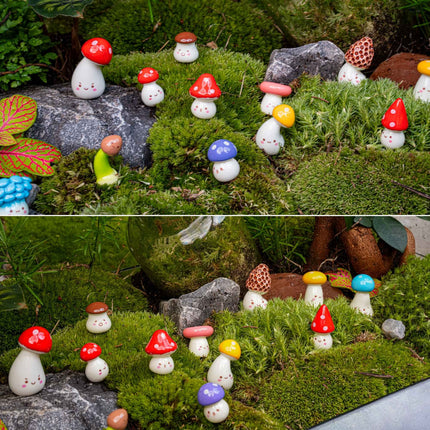 Mushroom Party – Decorative Mini Mushroom Figurines – Set of 13 – ↑ 2 cm