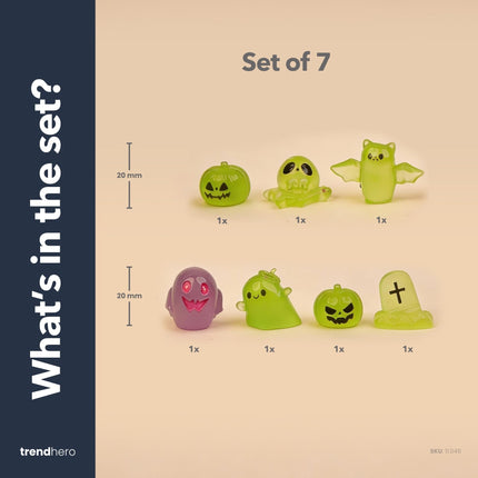 Spooky Squad - Decorative Miniature Figures - Halloween - Glow in the Dark - Set of 7 - ↑ 1–2 cm