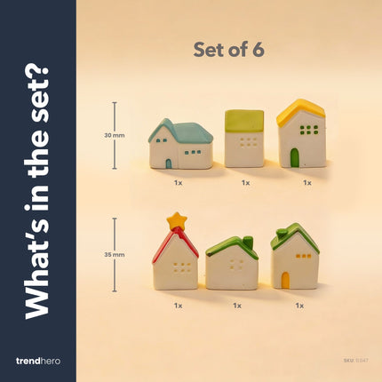 Traumdorf – Deko Miniatur-Häuschen – 6er Set – ↑ 2 - 3 cm
