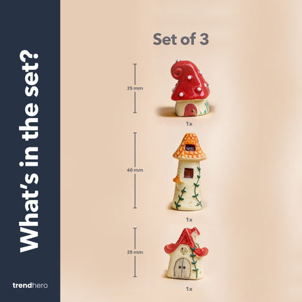 Feeendorf - Deko Miniatur-Häuschen - 3er Set - ↑ 1 - 3 cm