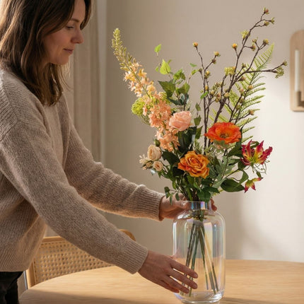 Kunstblumenstrauß - Amber Peach Deluxe - Real Touch - 12 Stiele - ↑ 105 cm