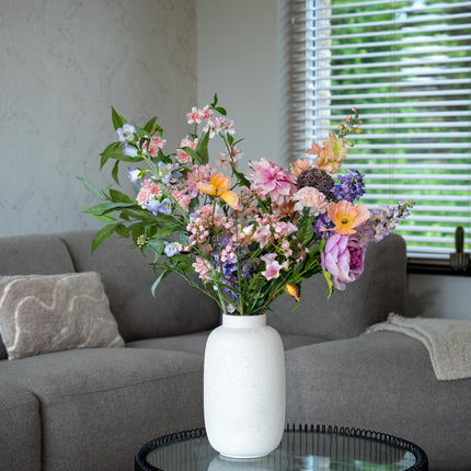 Artificial Flower Bouquet - Pastel Meadow Deluxe - Real Touch - 15 Stems - ↑ 100 cm