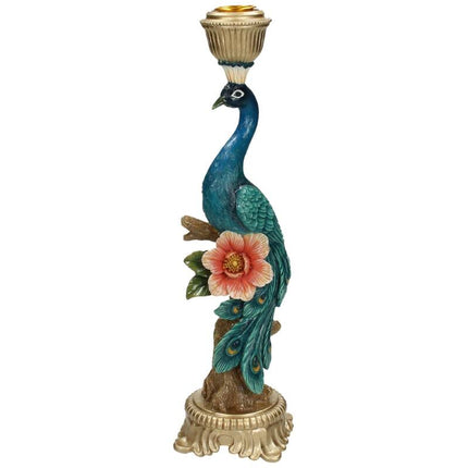 Candle Holder - Peacock Multi - ↑ 29 cm