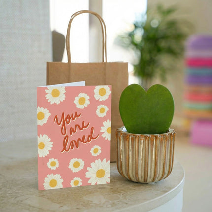 Geschenkset - Love Set - Herzblatt-Pflanze, Übertopf, Grußkarte & Geschenktüte