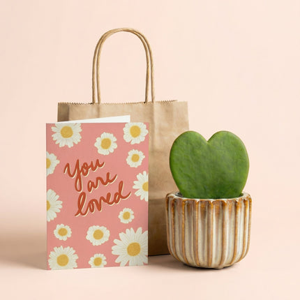 Geschenkset - Love Set - Herzblatt-Pflanze, Übertopf, Grußkarte & Geschenktüte