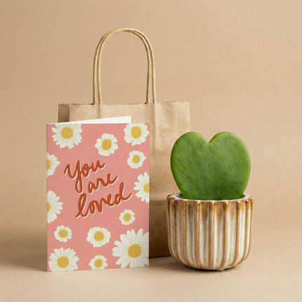 Geschenkset - Love Set - Herzblatt-Pflanze, Übertopf, Grußkarte & Geschenktüte