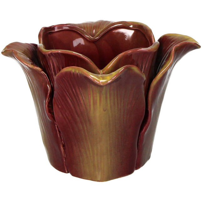 Tulip Twist – Glänzender Keramik Blumentopf – Lila/Rot – Ø 10 cm ↑ 11 cm