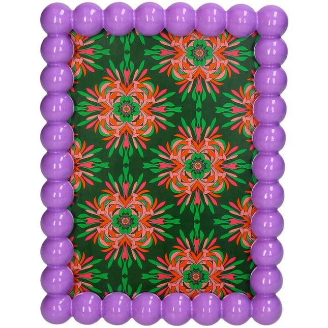 Beaded Photo Frame Polyresin – Purple