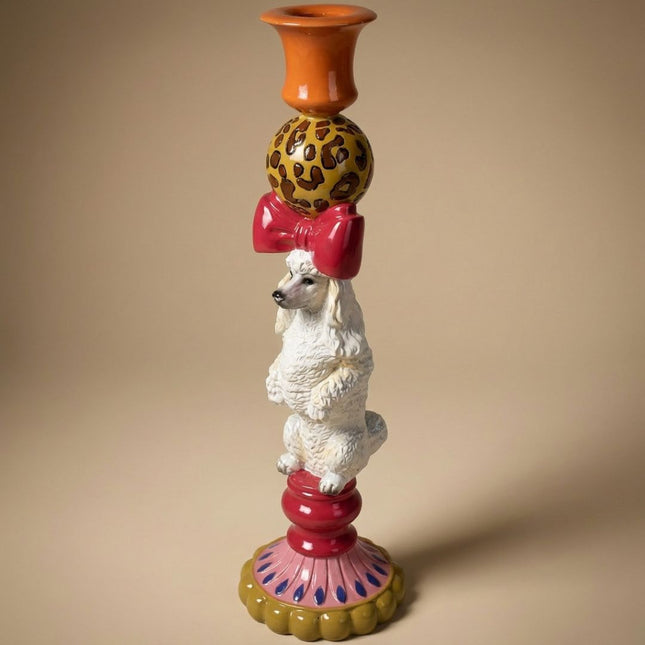 Kerzenhalter Hund aus Polyresin Ø10,5 ↑36 cm