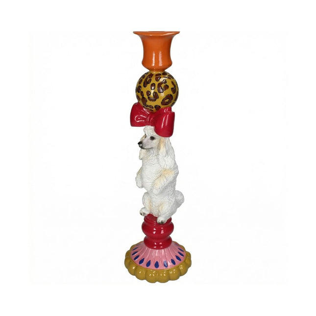 Kerzenhalter Hund aus Polyresin Ø10,5 ↑36 cm