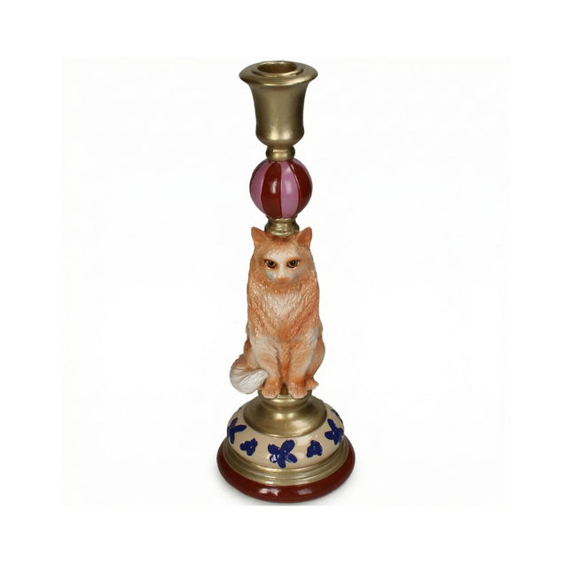 Kerzenhalter Katze aus Polyresin Ø9.5 x H27 cm