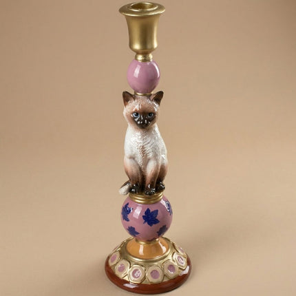 Kerzenhalter Katze Polyresin Multi Ø10.5 ↑31 cm