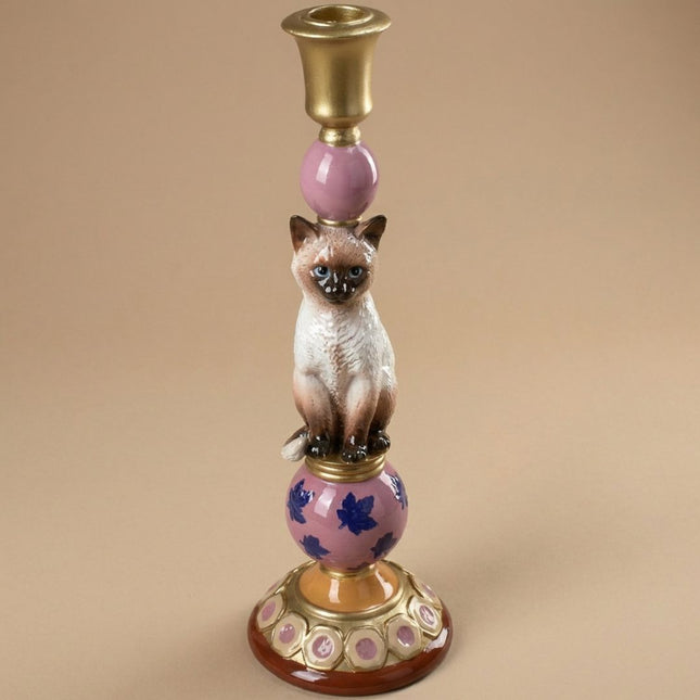 Kerzenhalter Katze Polyresin Multi Ø10.5 ↑31 cm