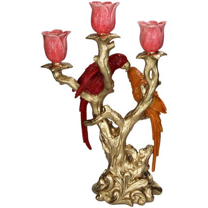 Candle Holder Bird Red & Orange Multi - 37.5 cm