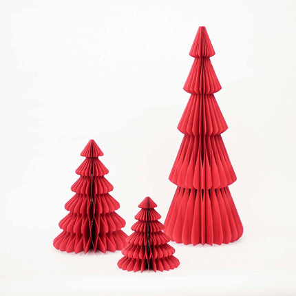 Paper tree red - Christmas set - 3pcs