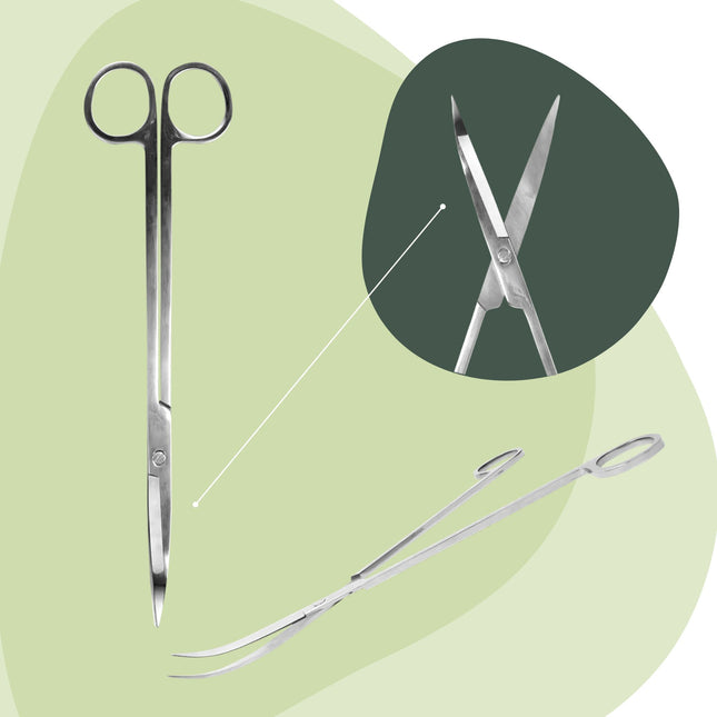 Terrarium scissors - Metal - 25 cm - Extra long - Curved blades - stainless steel
