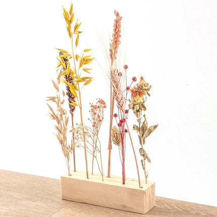 FlowerHero® - M - Trockenblumenständer aus Holz + Trockenblumenarrangement