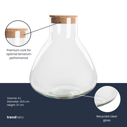 Terrarium Flasche ‘Teddy’ mit Korken - Geschlossenes Terrarium Ø 22,5 cm ↑ 27 cm