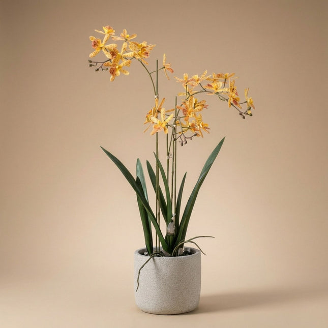 Renanthera Orchid Yellow & Orange in pot - 56 cm - Artificial plant