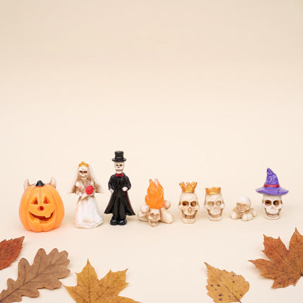 Skelett-Hochzeit - 8 Stück - Halloween Miniaturfiguren - ↑ 2-4 cm
