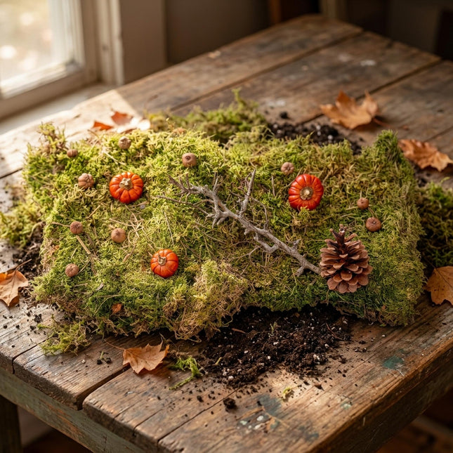 Autumn deco kit Medium - Pumpkins, moss, wood and cones