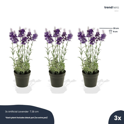 Lavendel 3er-Set - Kunstpflanzen - Bündel