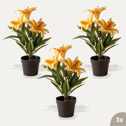 Lilie orange 3er-Set - Bündelprodukt - Kunstpflanzen
