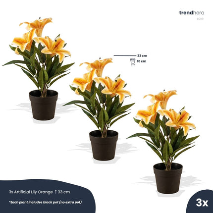 Lilie orange 3er-Set - Bündelprodukt - Kunstpflanzen
