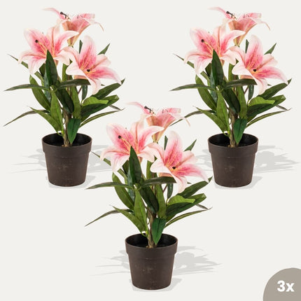 Lily pink 3 pcs - Bundle product - Artificial plants