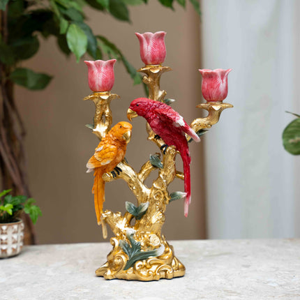 Kerzenhalter Vogel Rot & Orange Multi – 37,5 cm