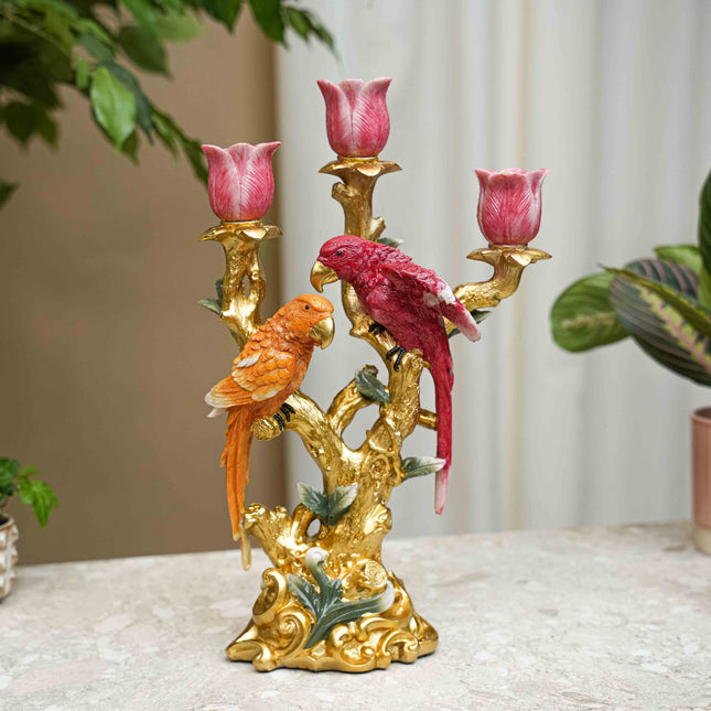 Kerzenhalter Vogel Rot & Orange Multi – 37,5 cm