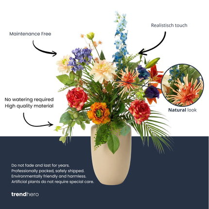 Kunstblumenstrauß „Colorful Bloom Deluxe“ – Real Touch – 70 cm – 18 Stiele