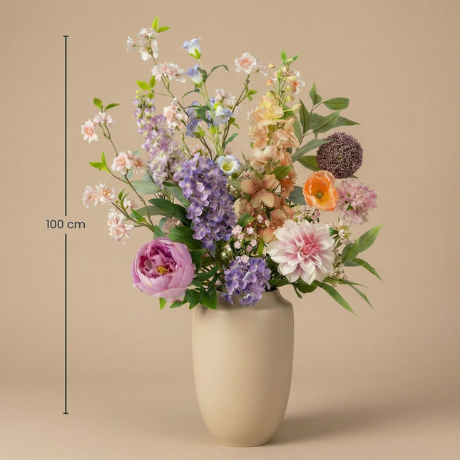 Artificial Flower Bouquet - Pastel Meadow Deluxe - Real Touch - 15 Stems - ↑ 100 cm