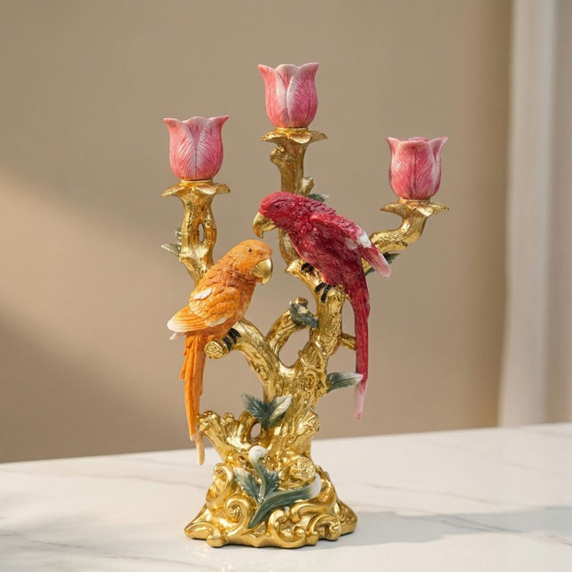 Kerzenhalter Vogel Rot & Orange Multi – 37,5 cm