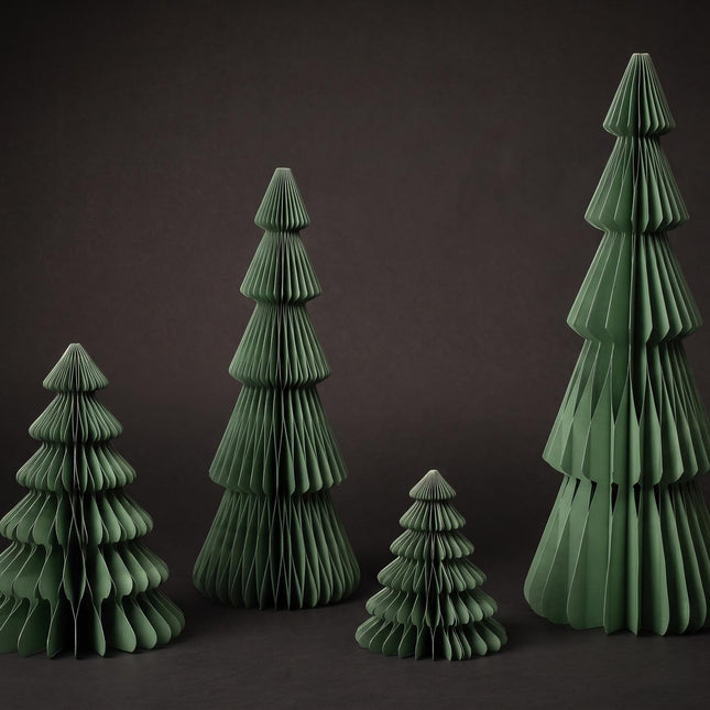 Paper tree green - Christmas set - 4pcs