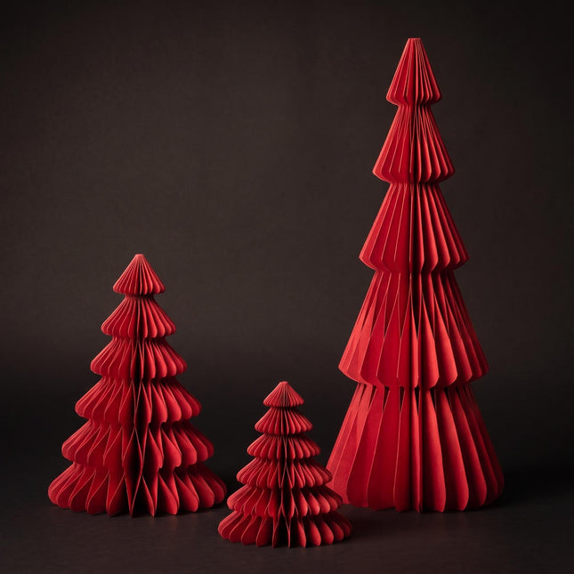 Paper tree red - Christmas set - 3pcs