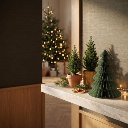 Paper tree green - Christmas set - 4pcs