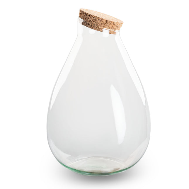 Terrarium Flasche ‘Drop XL’ mit Korken - Geschlossenes Terrarium Ø 29 cm ↑ 37 cm