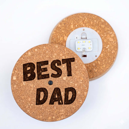 Father's Day terrarium Little Joe + Custom engraved cork with light - Bottle garden DIY kit - Ø 20 cm ↑ 22 cm