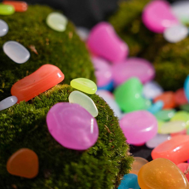 Glow Stones Small - Glow in the dark - Terrarium Dekoration - Aquarium Dekoration - Multicolor - 20 Stück - 1-2 cm
