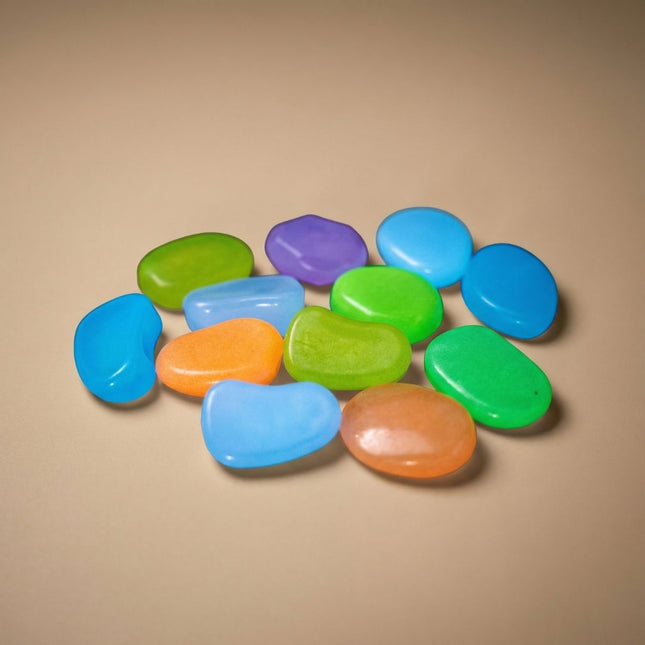 Glow Stones Medium - 120 pcs - Glow in the dark - Terrarium decoration - Aquarium decoration - Multicolor - 3-5 cm