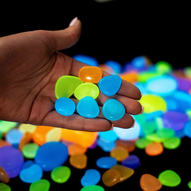 Glow Stones Small - Glow in the dark - Terrarium Dekoration - Aquarium Dekoration - Multicolor - 20 Stück - 1-2 cm