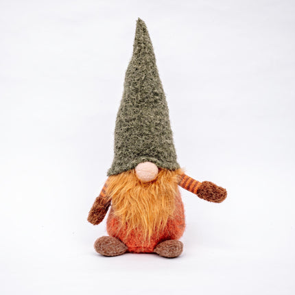 Gnome - 32cm - Wool, cotton - Green hat - Autumn, Halloween