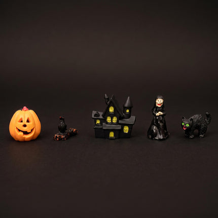 Trick or Treat Village - 5 Stk - Halloween Miniaturen ↑ 2-4 cm