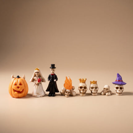 Skelett-Hochzeit - 8 Stück - Halloween Miniaturfiguren - ↑ 2-4 cm
