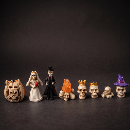 Skelett-Hochzeit - 8 Stück - Halloween Miniaturfiguren - ↑ 2-4 cm