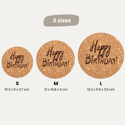 Gravierter LED-Korkdeckel – ‘HAPPY BIRTHDAY’ – Eigener Text möglich – In 3 Größen