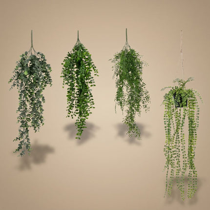 Hanging Plants XL - Artificial Plants Bundle - Set of 4 in Blister Packaging